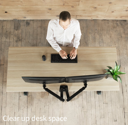 Space Saving Pneumatic Arm Dual Monitor Desk Mount