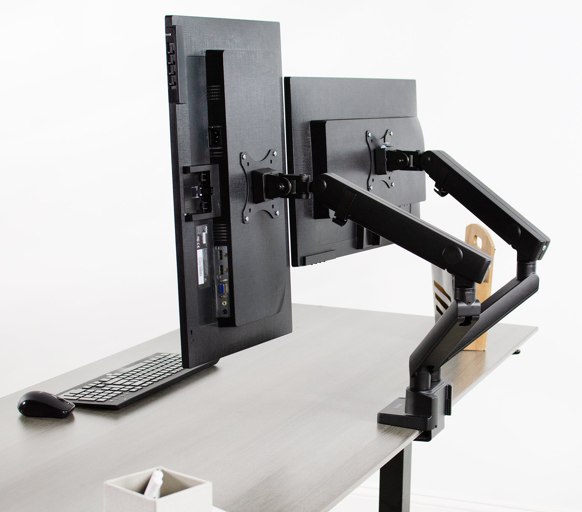 Pneumatic Arm Dual Monitor Desk Mount