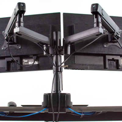 Pneumatic Arm Dual Monitor Desk Mount with USB and Cable Management