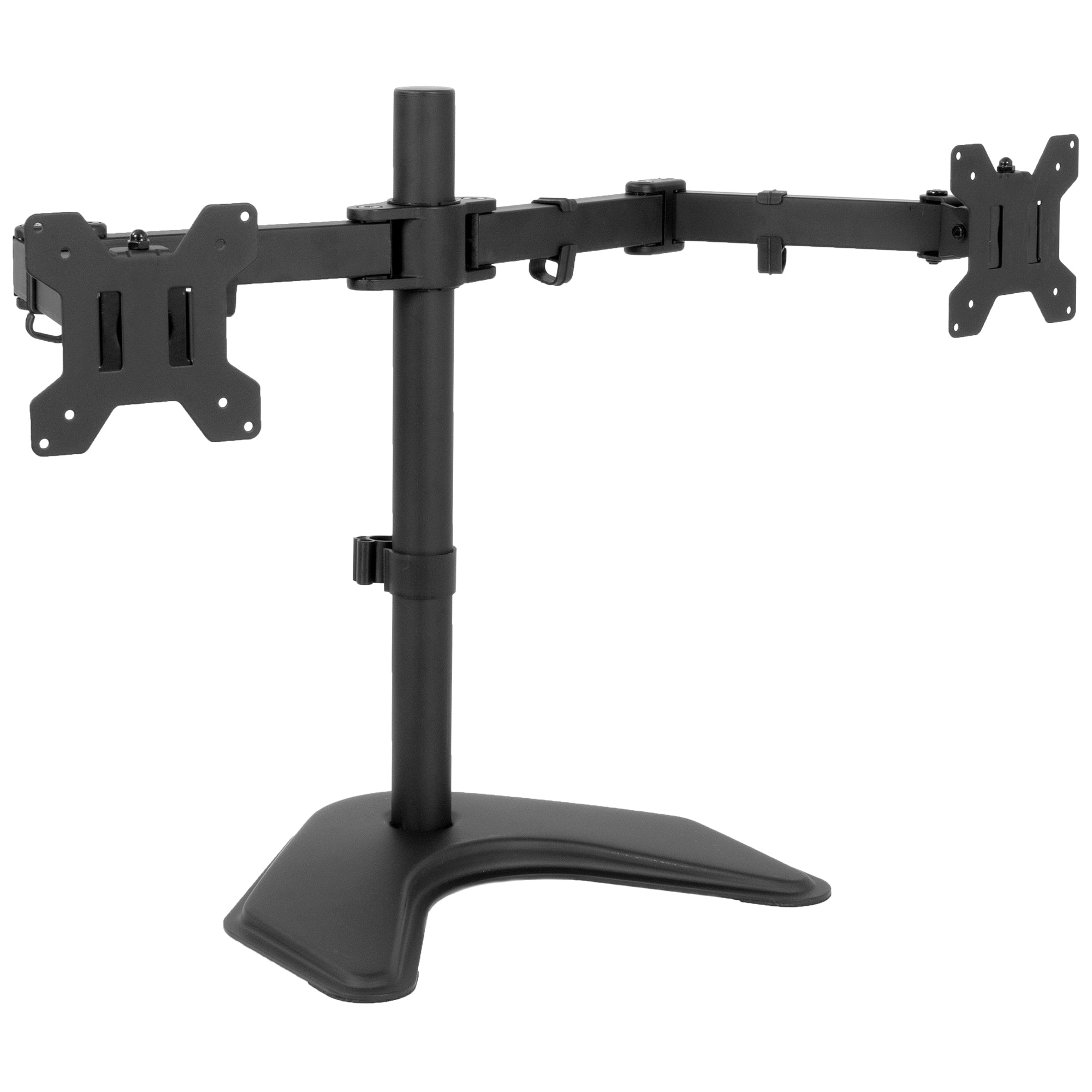 Constructed of high-grade steel, this dual monitor desk stand was built to resist scratches and support two 13" to 32" LCD screens weighing up to 22 pounds each.