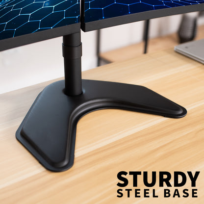 Constructed of high-grade steel, this dual monitor desk stand was built to resist scratches and support two 13" to 32" LCD screens weighing up to 22 pounds each.