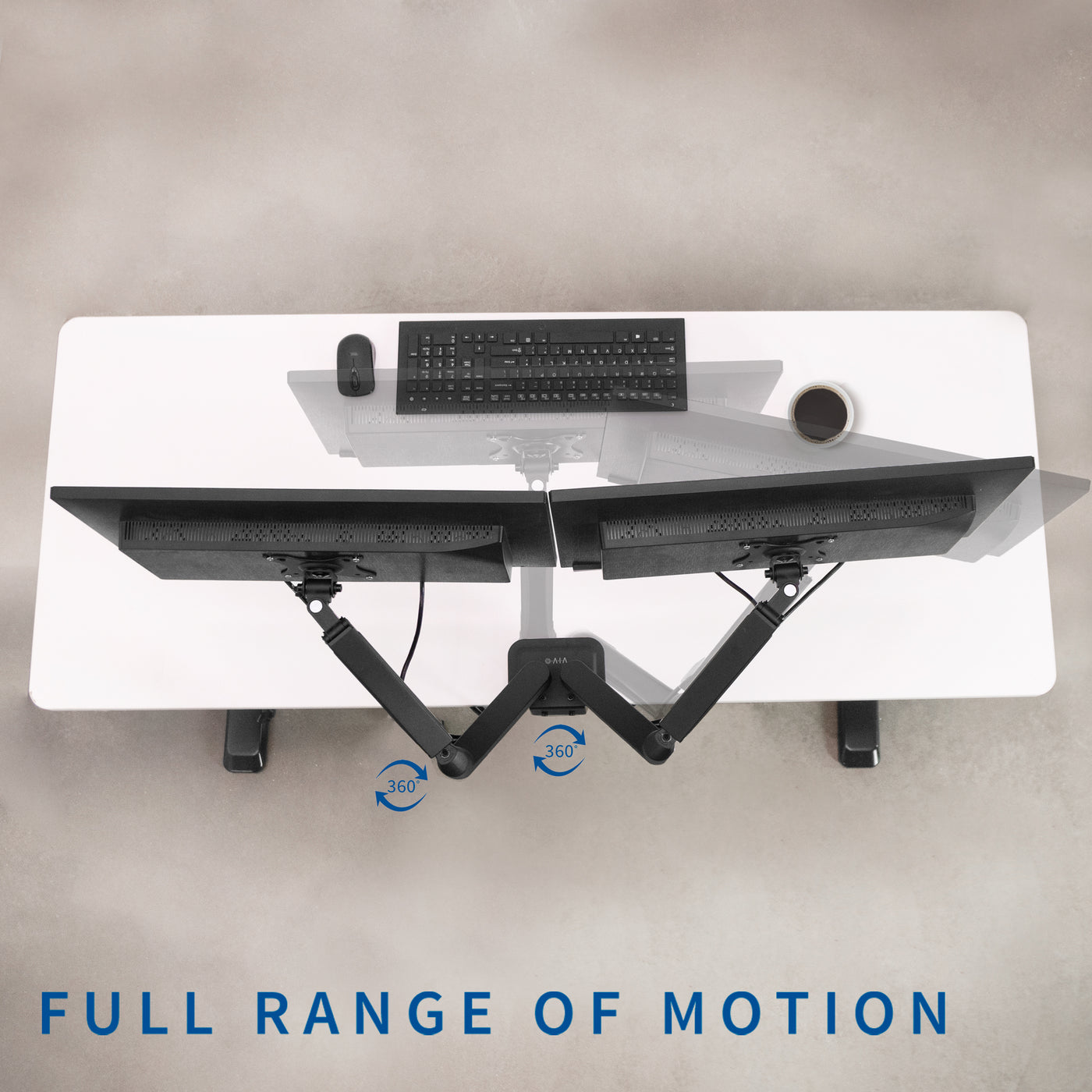 Articulating Pneumatic Arm Dual Monitor Desk Mount 