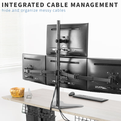 Quad Monitor Desk Mount with integrated cable management