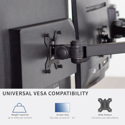 Hex Monitor Desk Mount with Universal VESA Compatibility