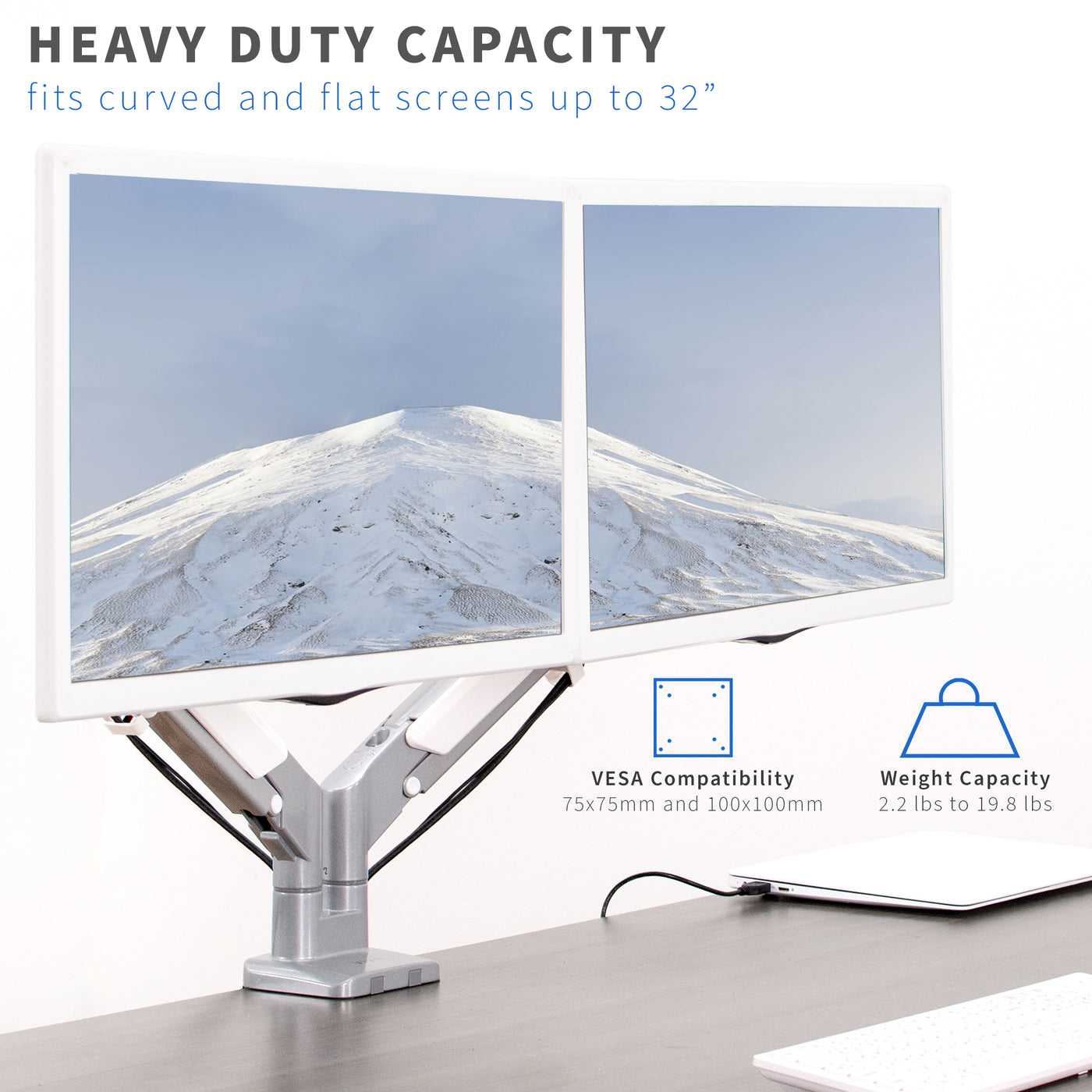 Heavy Duty Pneumatic Arm Dual Monitor Desk Mount